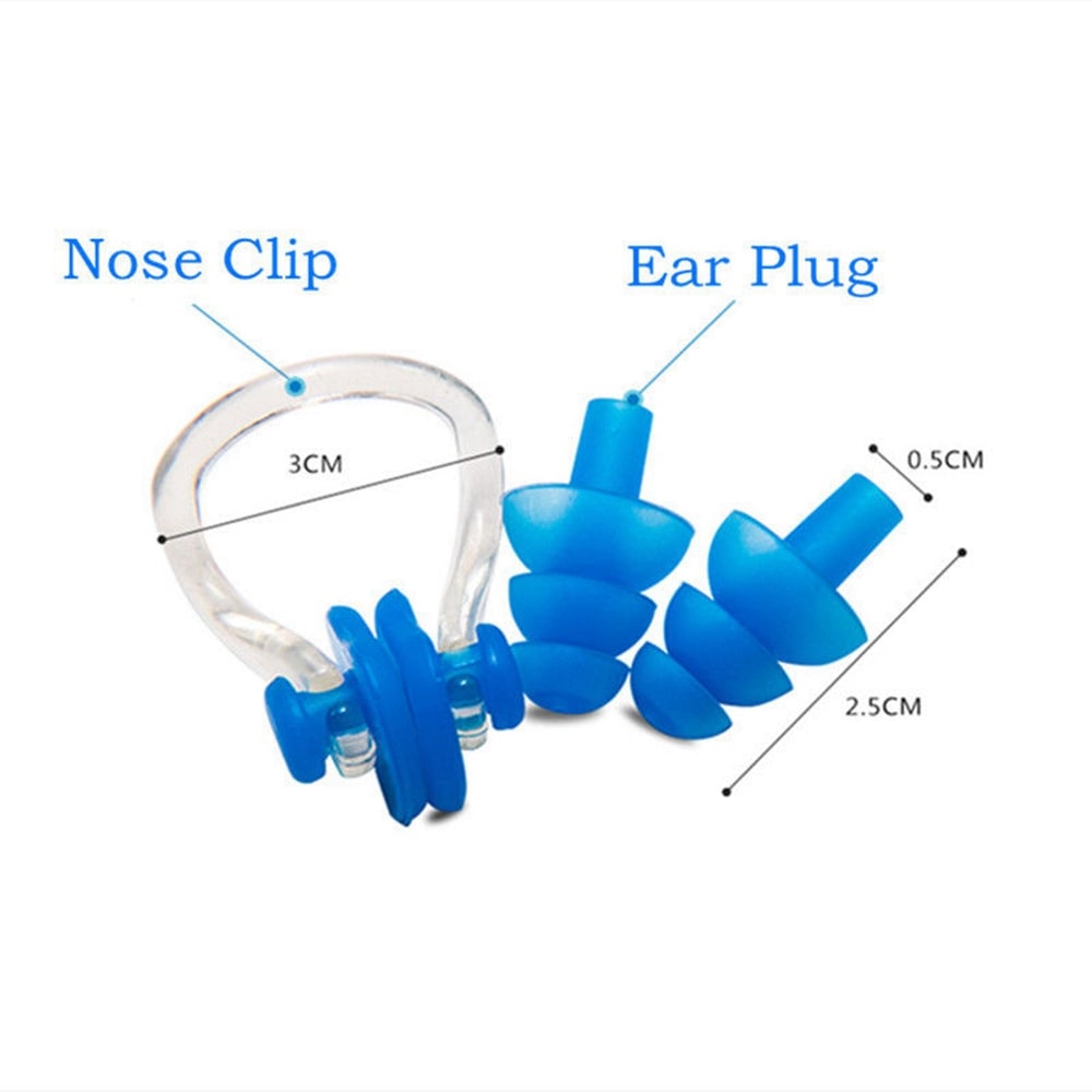 Waterproof Nose Clip Earplug Set for Surf Diving Swimming- Dodger Blue