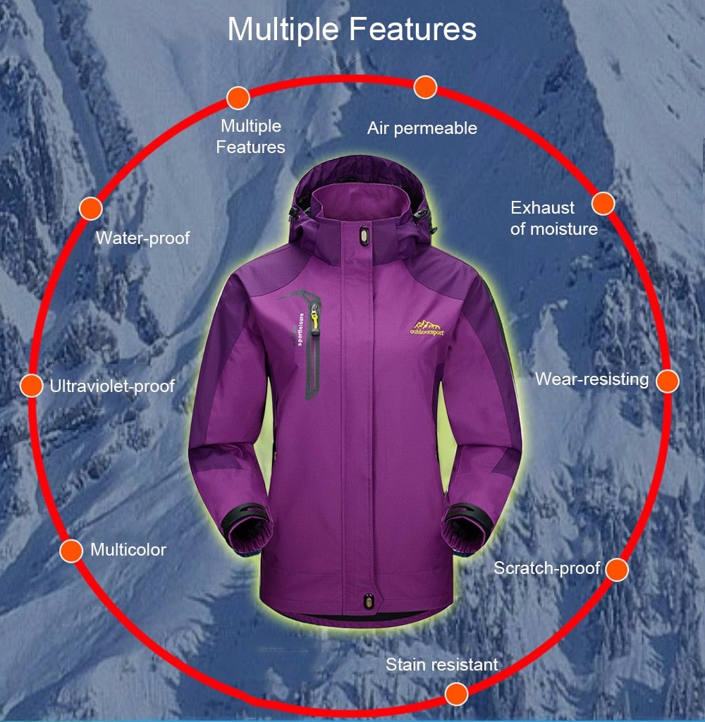 Couples Thin Water-proof Keeping Warm Sports Jacket for Women- Red M