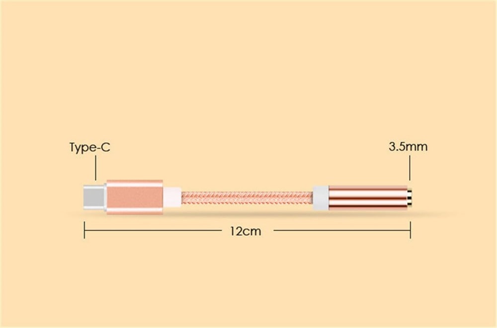Type-C to 3.5 Earphone Adapter Type-C USB-C male to 3.5mm AUX audio female AUX Cable- Silver