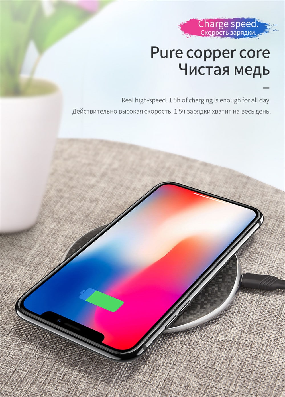 Qi Wireless Charger 5V1A Desktop Wireless Fast Charging Pad For iPhone X / 8 / 8 Plus Samsung Galaxy S8 / S8 + / Note 8- Black