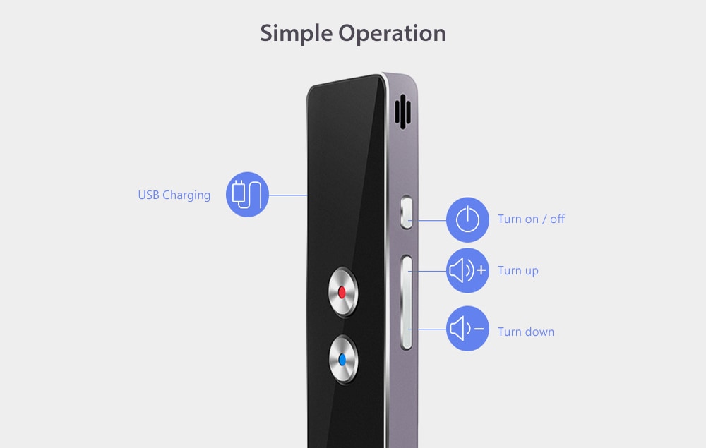 T8 Real Time Multi Language Translator Speech / Text Translation Device with APP- Smokey Gray