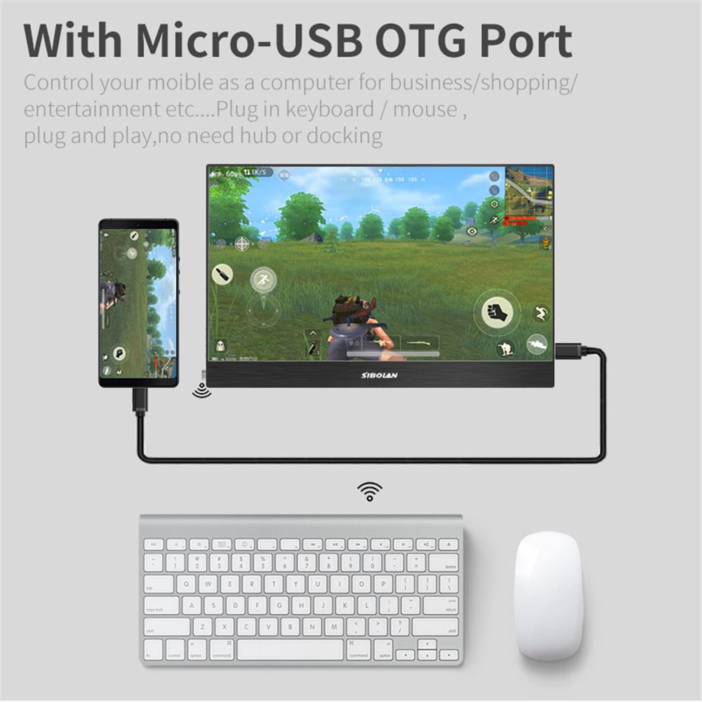 SIBOLAN S19b 15.6 inch Type C/Thunderbolt 3 4K 3840x2160 HDR Portable Monitor- Black Type-C 4k Monitor