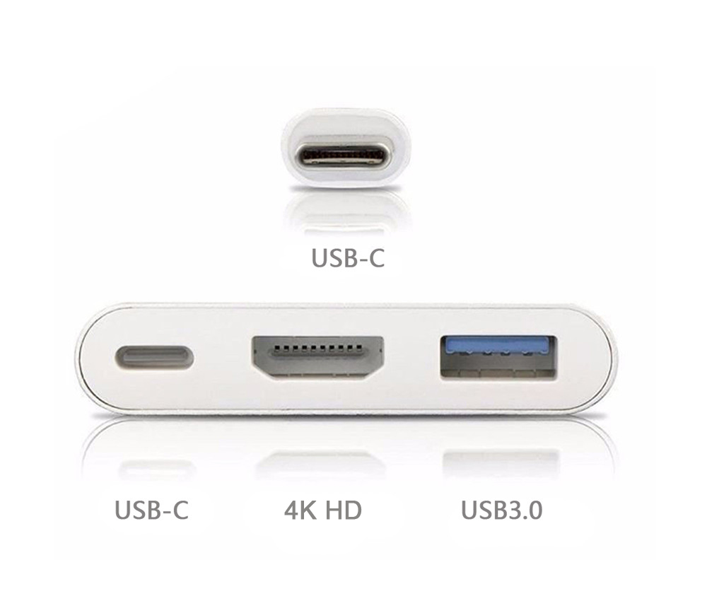 USB Type C to HD 4K Adapter USB C Multiport HD Adapter for MacBook- Silver