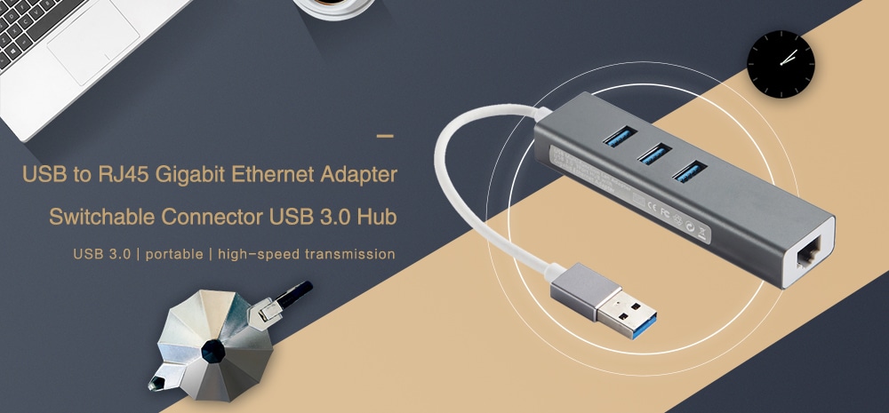 USB Multi-function Lan Adapter- Battleship Gray