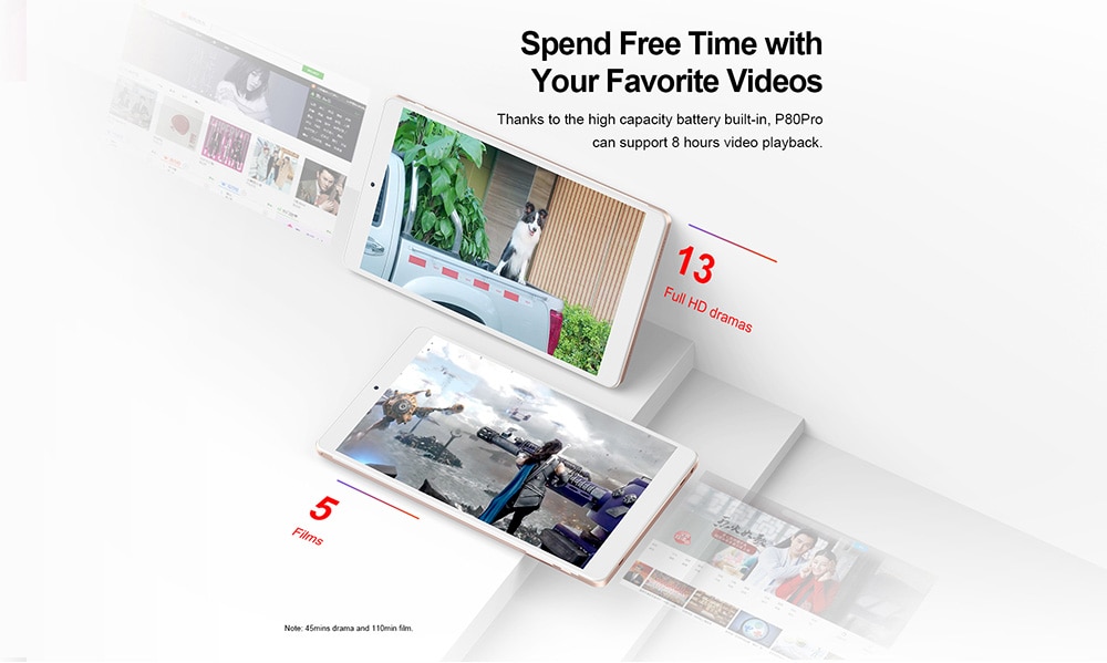 Teclast P80 Pro Tablet 8.0 inch Android 7.0 MTK8163 Quad Core 1.3GHz 3GB RAM 32GB eMMC ROM Dual Cameras Dual Band WiFi HDMI  - Champagne