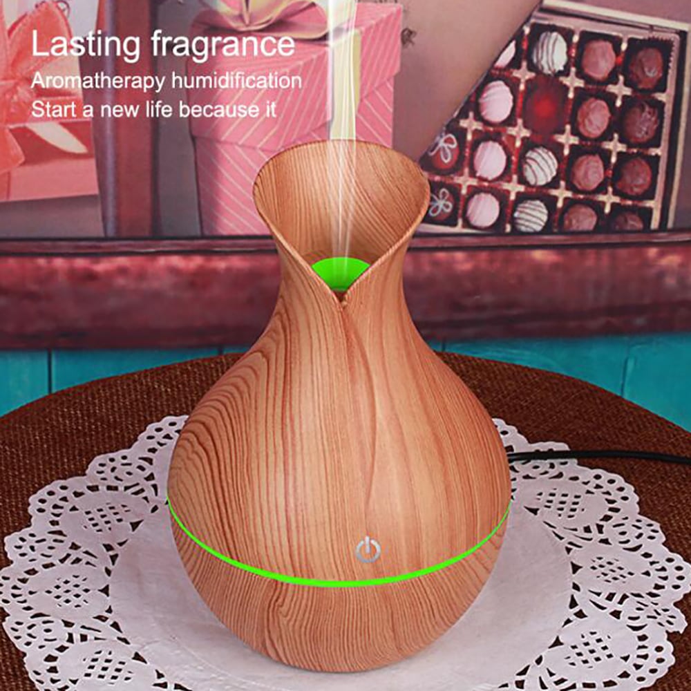 Vase Aroma Essential Oil Diffuser 130ML USB Aromatherapy Cool Mist Humidifier- Bright Yellow USB Port
