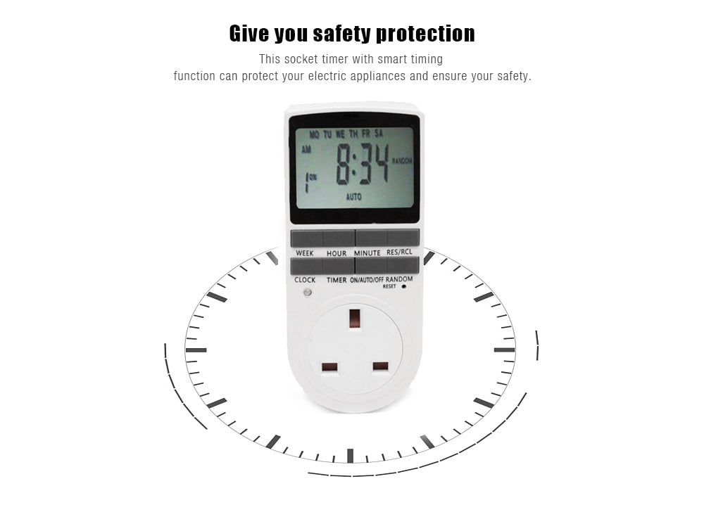 Timing Socket Large Screen Timer Kitchen Switch Electronic Timer- White EU Plug