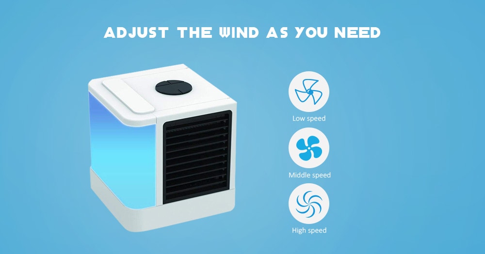  Portable Mini Air Purifier Humidifier Conditioner Desktop Cooler Fan USB Rechargeable for Office Home Outdoor- Milk White