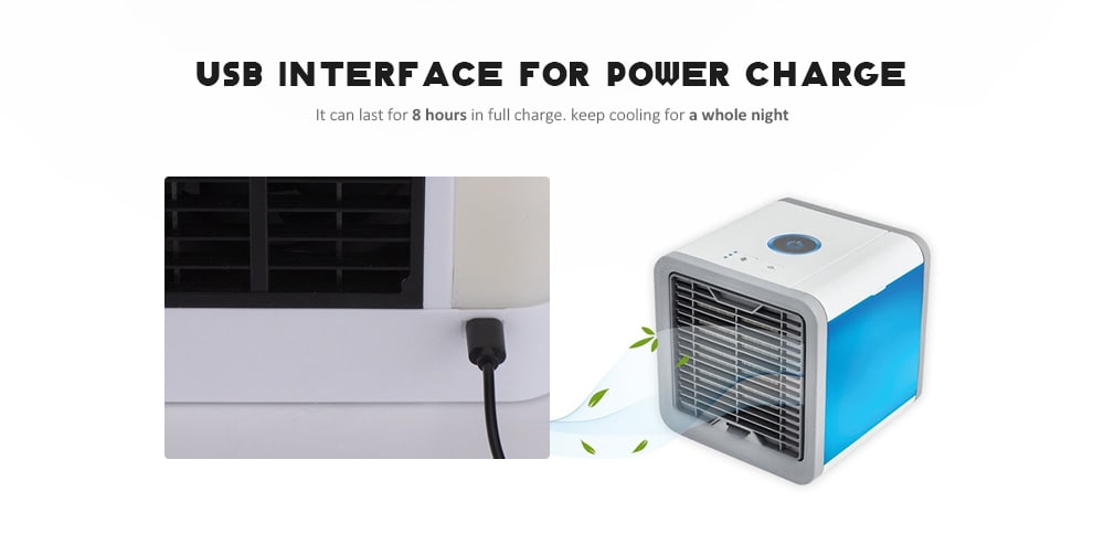  Portable Mini Air Purifier Humidifier Conditioner Desktop Cooler Fan USB Rechargeable for Office Home Outdoor- Milk White