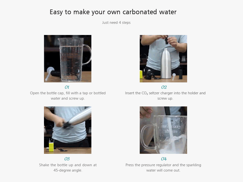 Stylish Extinguisher-shape Soda Siphon Bubble Machine Sparkling Water Generator- Black