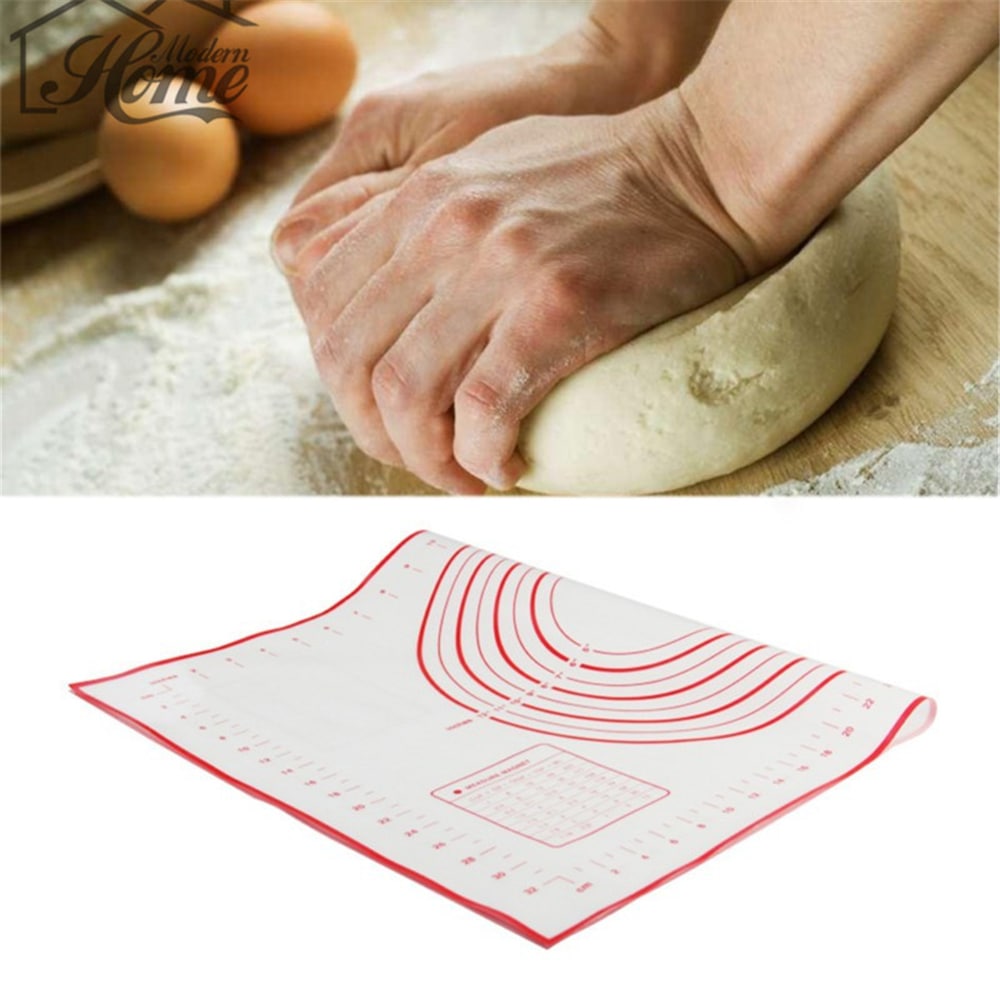 Silicone Baking Mats Sheet Pizza Dough Pastry Kitchen Gadgets Cooking Tools- Red 26*29cm