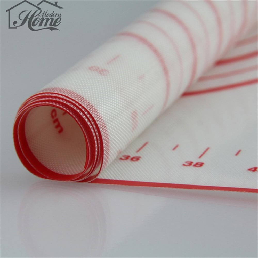 Silicone Baking Mats Sheet Pizza Dough Pastry Kitchen Gadgets Cooking Tools- Red 26*29cm