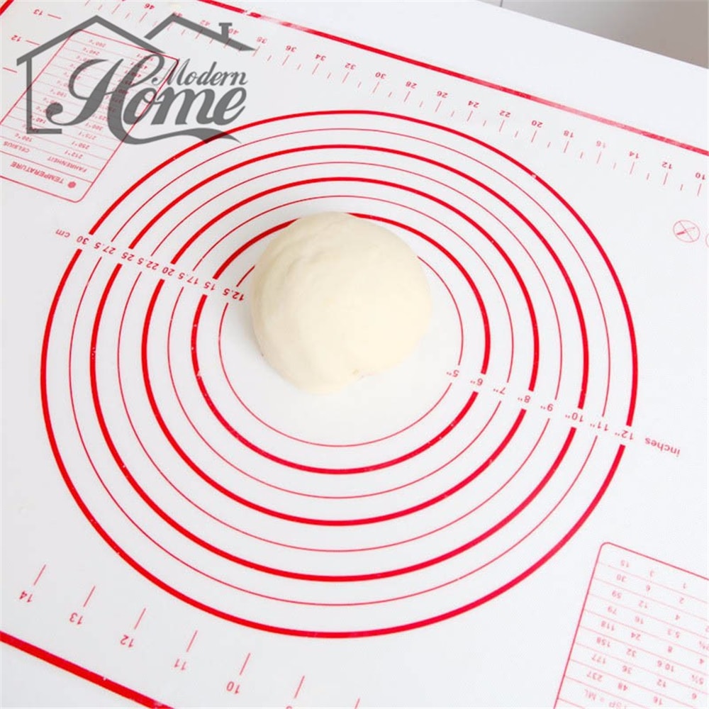 Silicone Baking Mats Sheet Pizza Dough Pastry Kitchen Gadgets Cooking Tools- Red 26*29cm