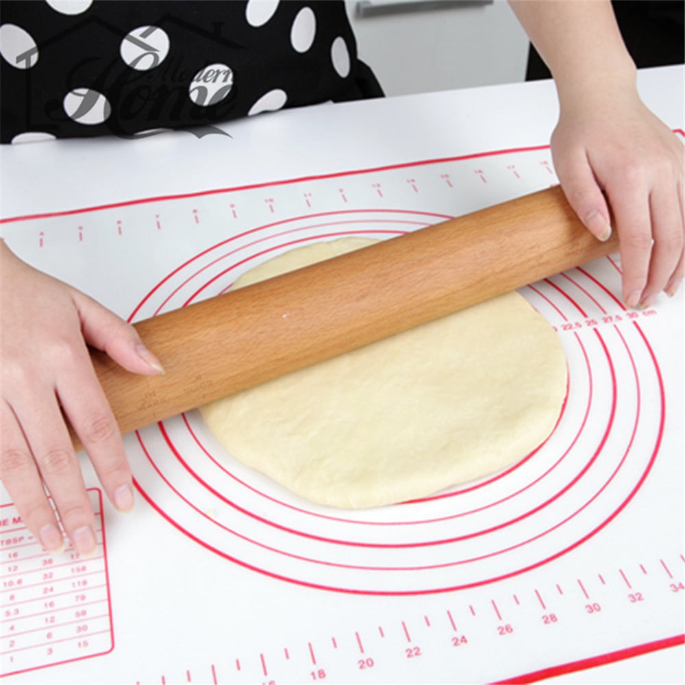 Silicone Baking Mats Sheet Pizza Dough Pastry Kitchen Gadgets Cooking Tools- Red 26*29cm