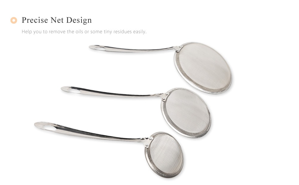 Multifunctional Stainless Steel Food Strainer Filter Oil Removal Kitchen Accessory- Silver LARGE SIZE