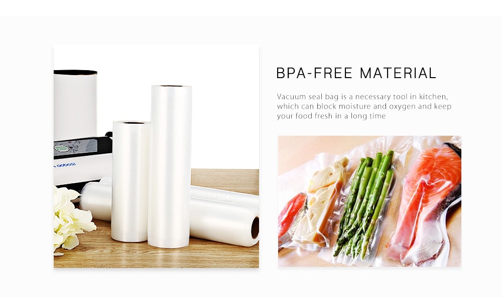 Tripod Food Fresh-keeping Bag Vacuum Seal Roll- Transparent 15 x 500cm