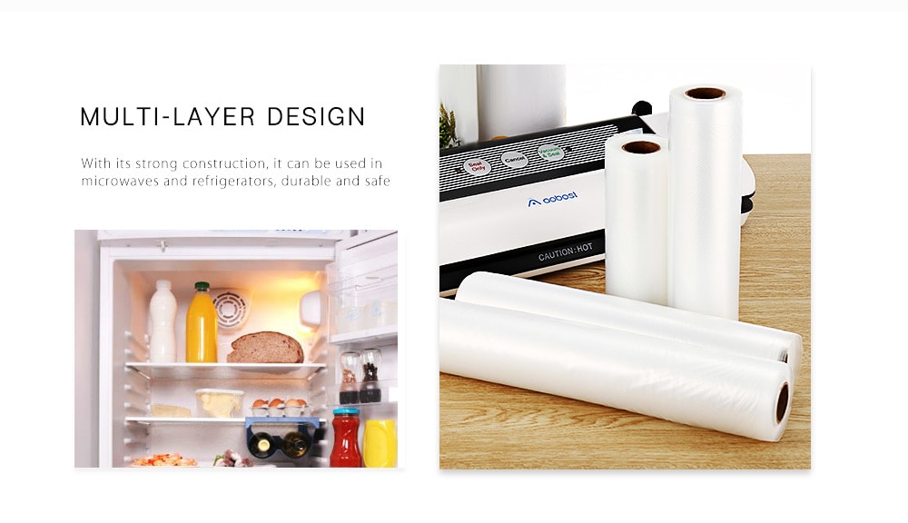 Tripod Food Fresh-keeping Bag Vacuum Seal Roll- Transparent 15 x 500cm