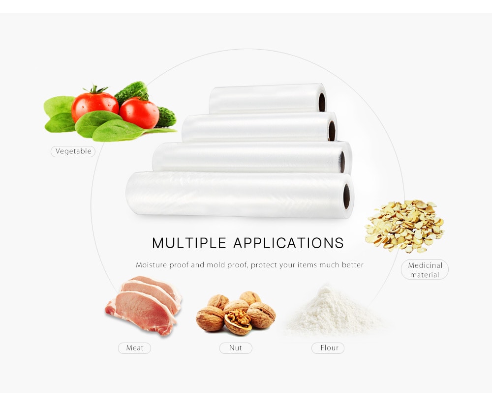 Tripod Food Fresh-keeping Bag Vacuum Seal Roll- Transparent 15 x 500cm