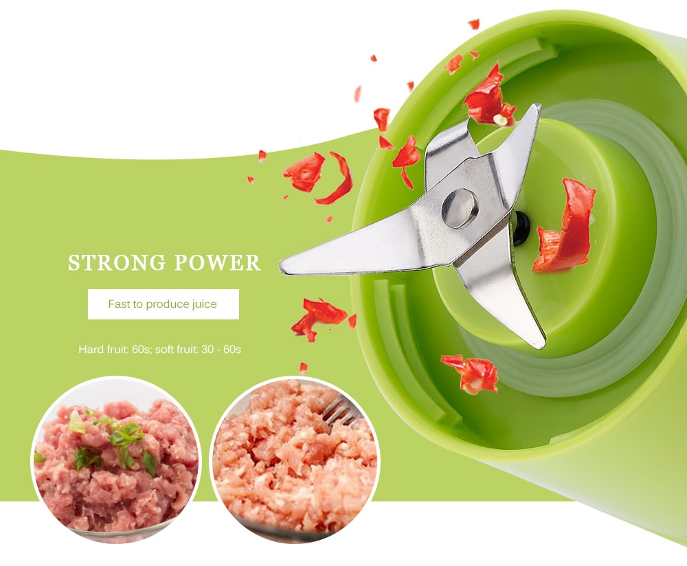 USB Charge Healthy Fruit Stirring Multifunctional Juicer Cup- Green