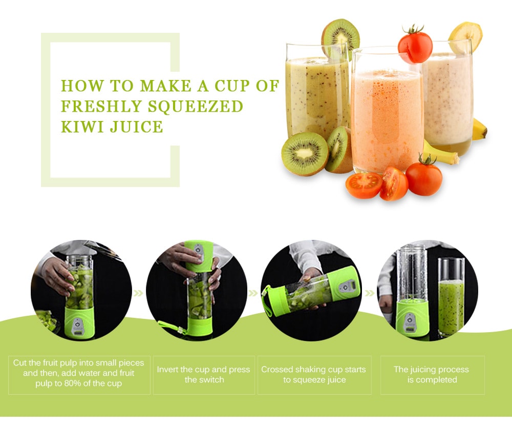 USB Charge Healthy Fruit Stirring Multifunctional Juicer Cup- Green