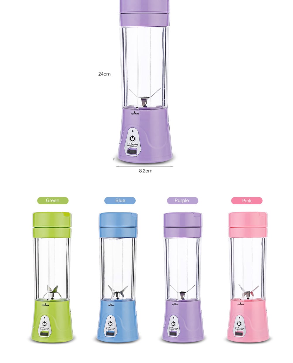 USB Charge Healthy Fruit Stirring Multifunctional Juicer Cup- Green