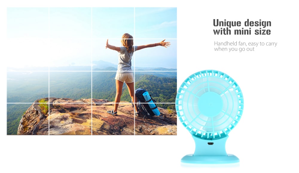 Super Silent Dual-blade Mini Handheld Portable Electric Fan- Blue
