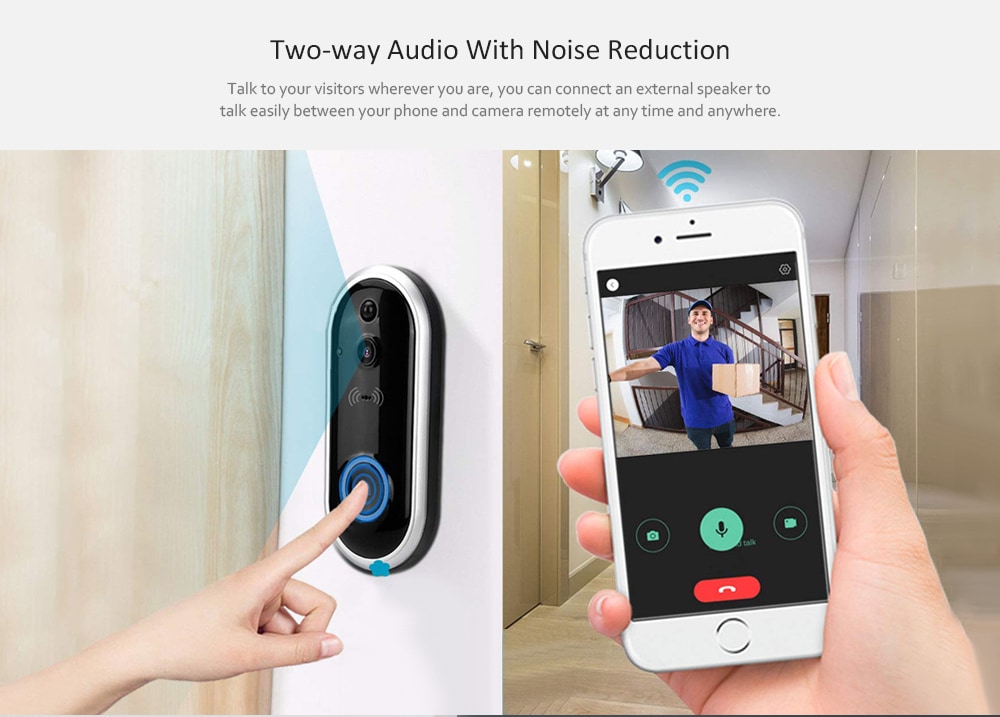 Stalwall L12 Rechargeable Battery Wi-Fi Intercom Wireless Video Doorbell- Black Stalwall L12 Rechargeable Battery Wi-Fi Intercom Wireless Video Doorbell- Black