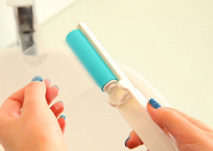 Portable Reusable Sticky Lint Roller Pet Hair Remover Dust Cleaner- White