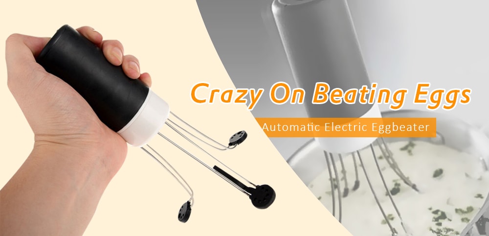 Triangular Eggbeater Automatic Electric Beater Rotary Egg Mixer- Black