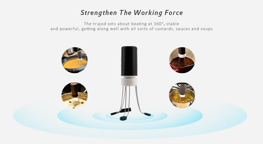 Triangular Eggbeater Automatic Electric Beater Rotary Egg Mixer- Black