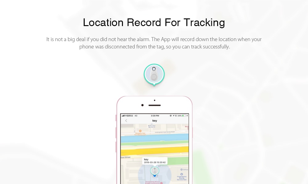 Portable Anti-lost Bluetooth 4.0 Tracer GPS Locator Tag Alarm Wallet Key Pet Finder- Pink