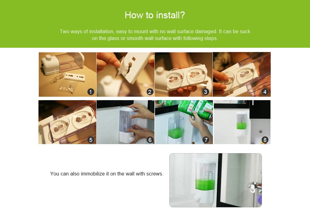 Wall-mounted Liquid Soap Dispenser Lavatory Bath Shower Accessories- Milk White Size S