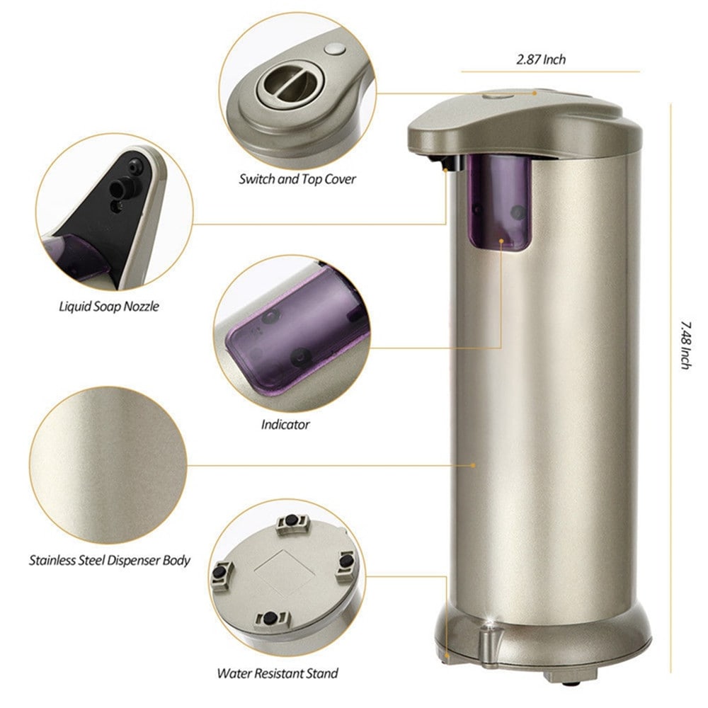 Smart Automatic Infrared Sensor Stainless Steel Liquid Soap Dispenser- Champagne Gold