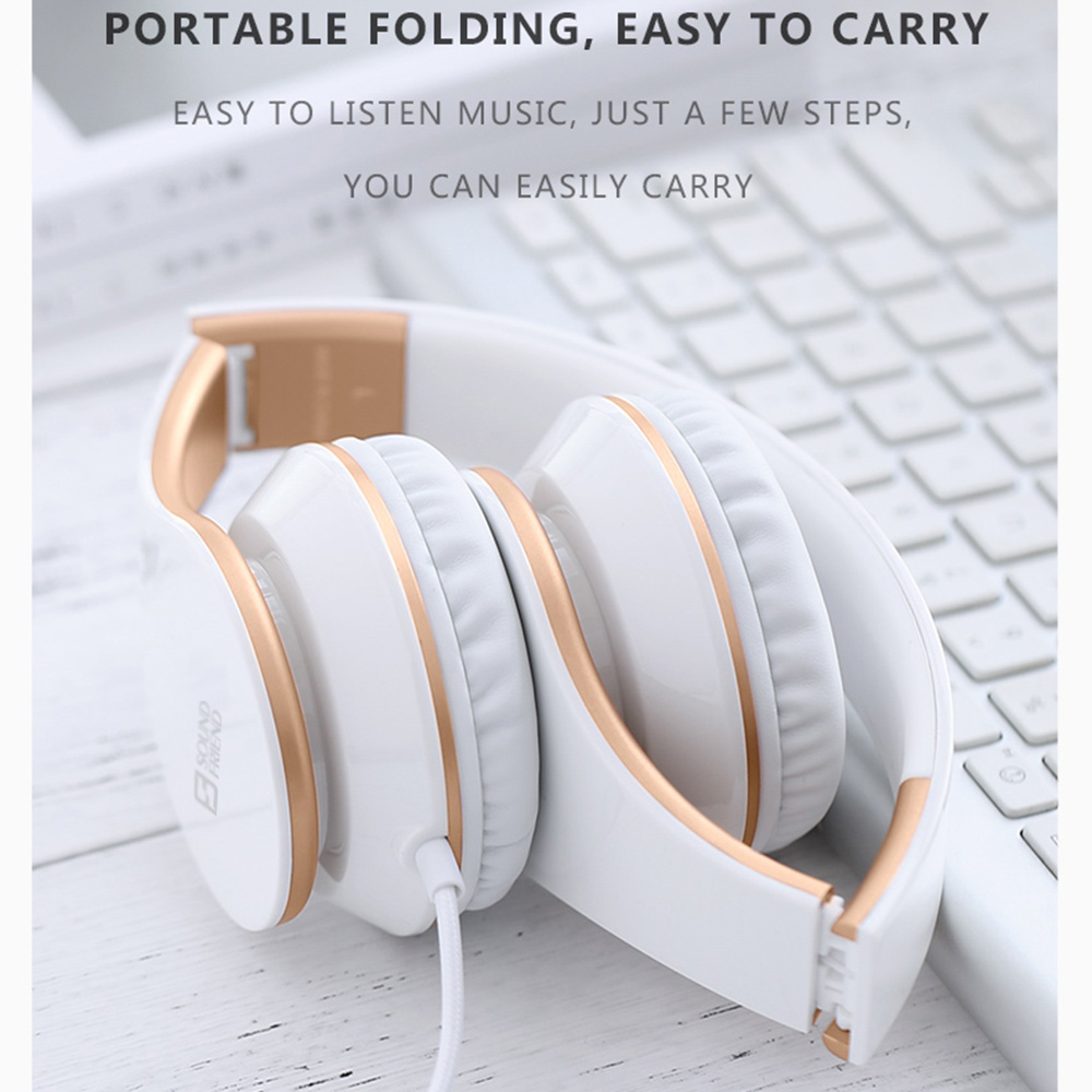 Wired Microphone Over Ear HIFI Music Headphone- Black