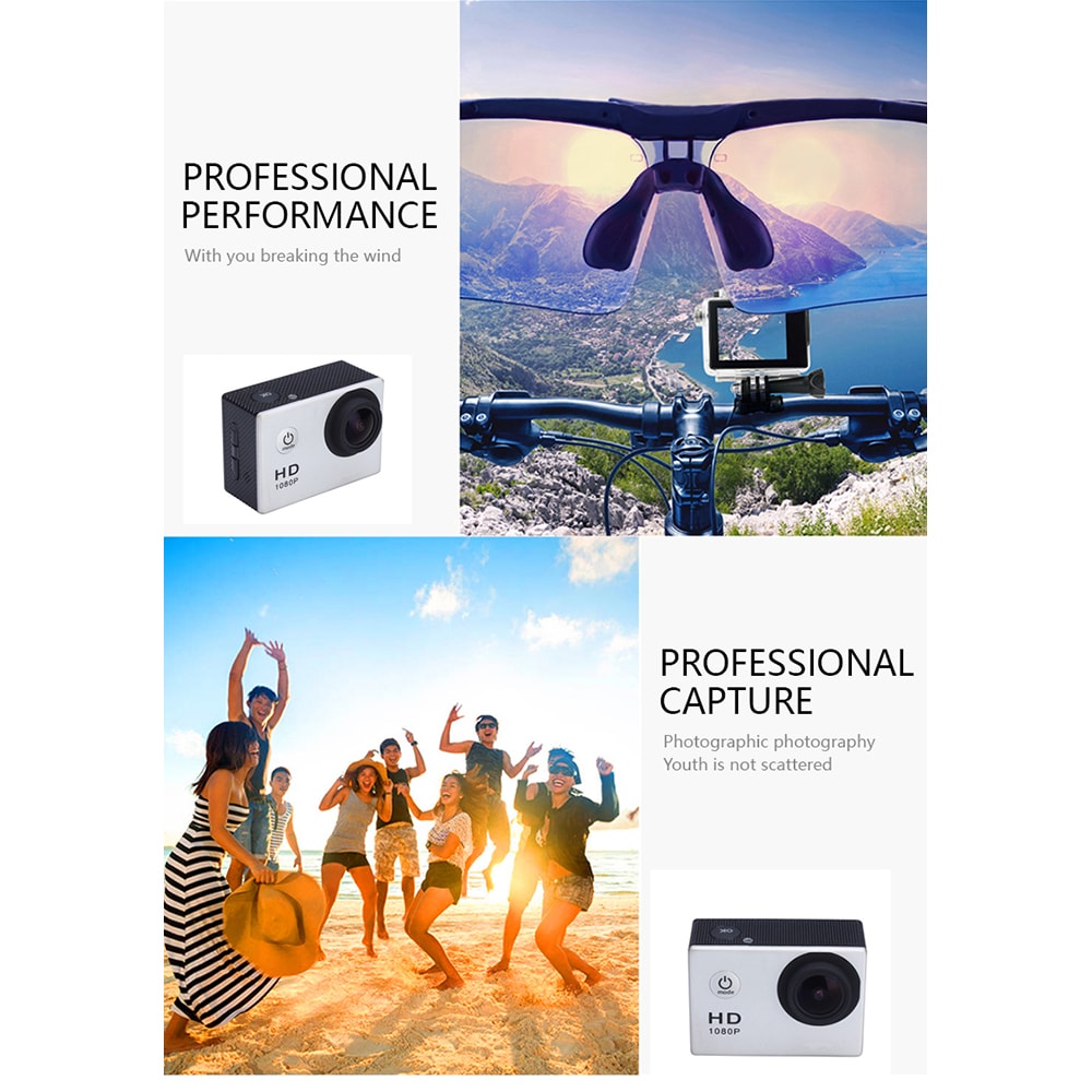 Waterproof Sport Action Camera Camcorder- White