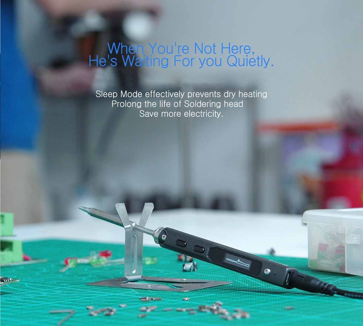 TS100 65W Digital OLED Programmable Soldering Iron Anti-static Structure for Repair / Installation / Weld- Black TS-B2