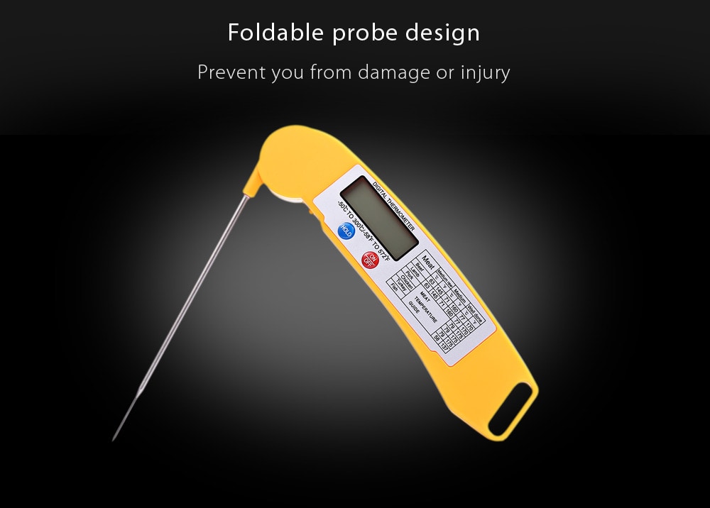 TS - 89 Instant Folding Digital Food BBQ Meat Thermometer Cooking Tool- Black