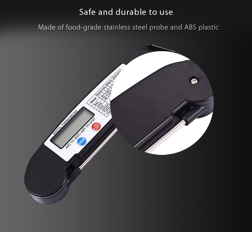 TS - 89 Instant Folding Digital Food BBQ Meat Thermometer Cooking Tool- Black