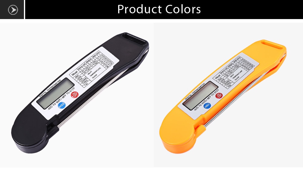 TS - 89 Instant Folding Digital Food BBQ Meat Thermometer Cooking Tool- Black