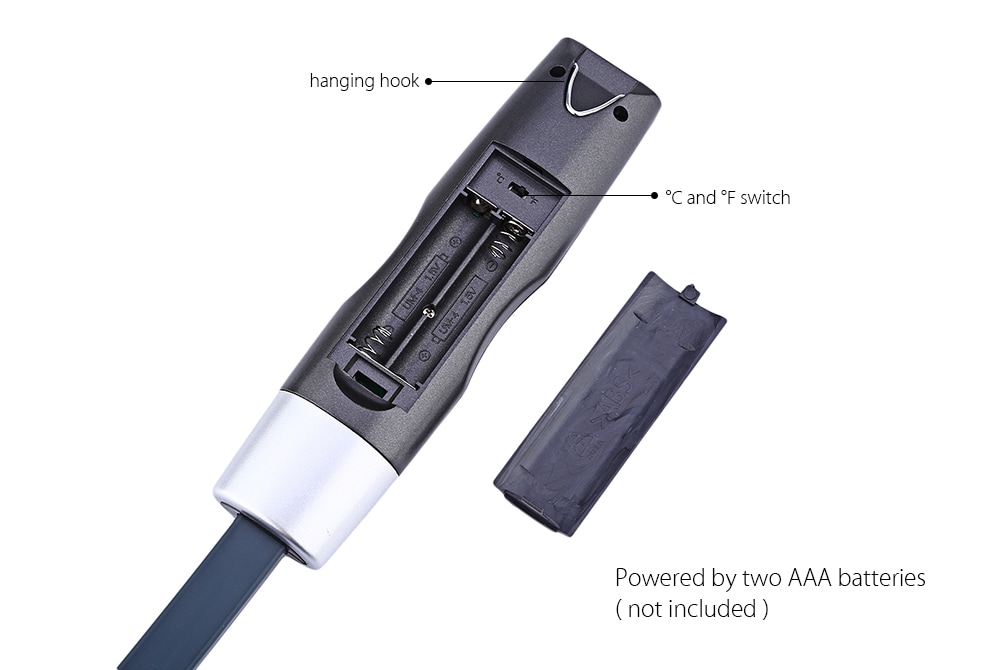 TS - BN60 Digital BBQ Electronic Meat Thermometer Barbecue Fork Probe- Black Grey