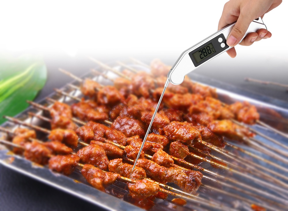 TS - BN61 Digital Food Thermometer LCD Screen for Milk Coffee Barbecue- Silver Gray