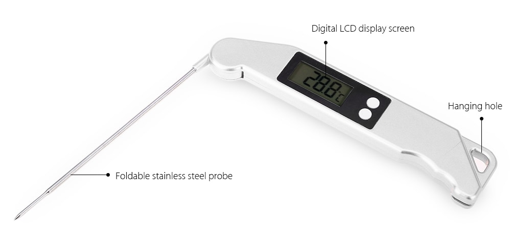 TS - BN61 Digital Food Thermometer LCD Screen for Milk Coffee Barbecue- Silver Gray