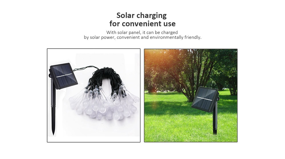 Waterproof Raindrop Shape Solar Energy String Lamp with 30 LEDs- Cool White
