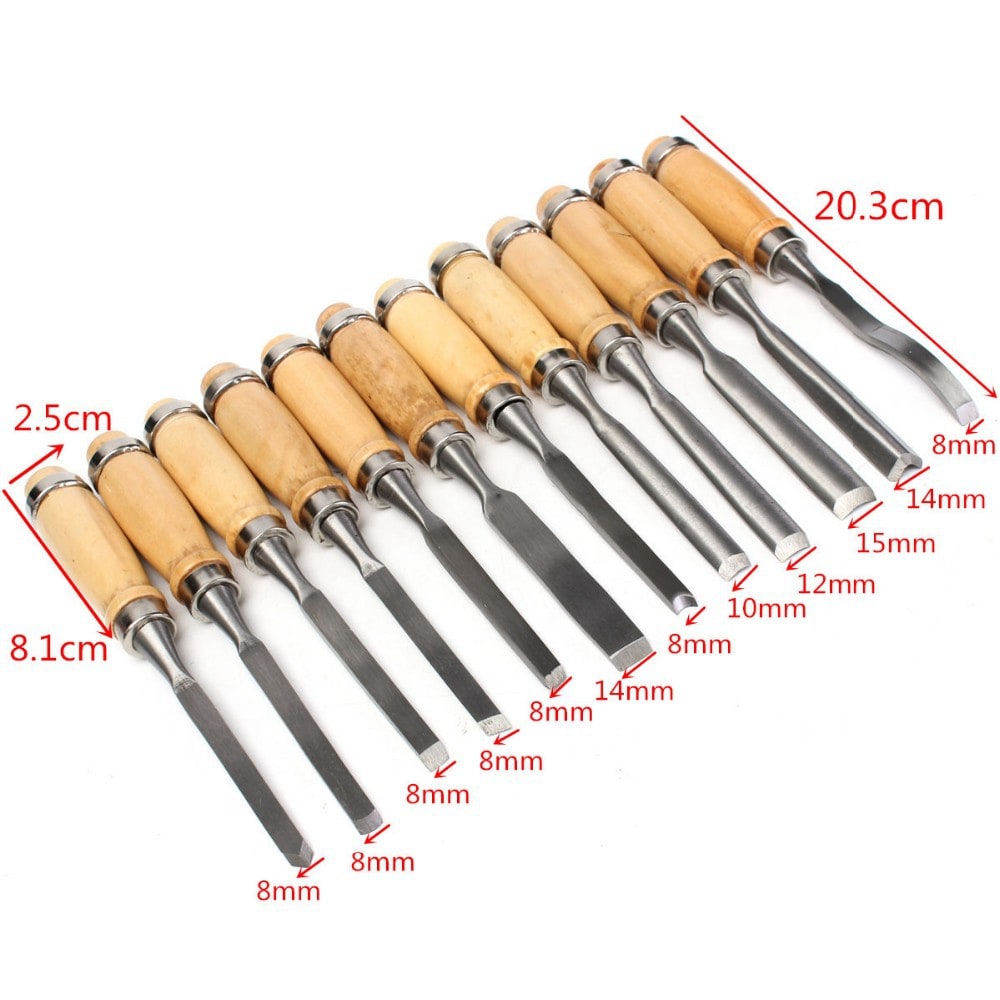 Wood Carving Knife Chisel Set 12 Pcs Sharp Woodworking Tools with Carrying Case Great for Beginners- Wood