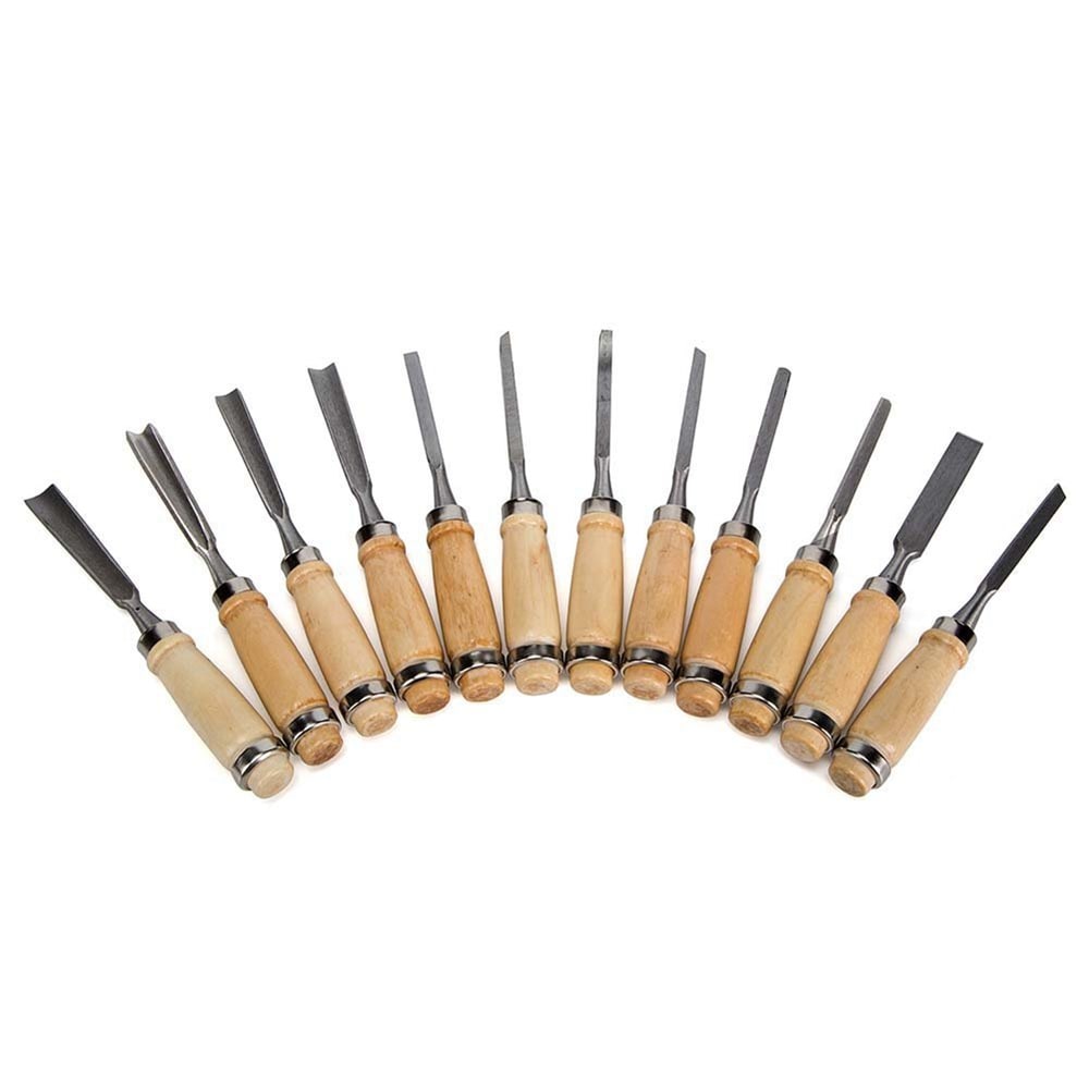 Wood Carving Knife Chisel Set 12 Pcs Sharp Woodworking Tools with Carrying Case Great for Beginners- Wood