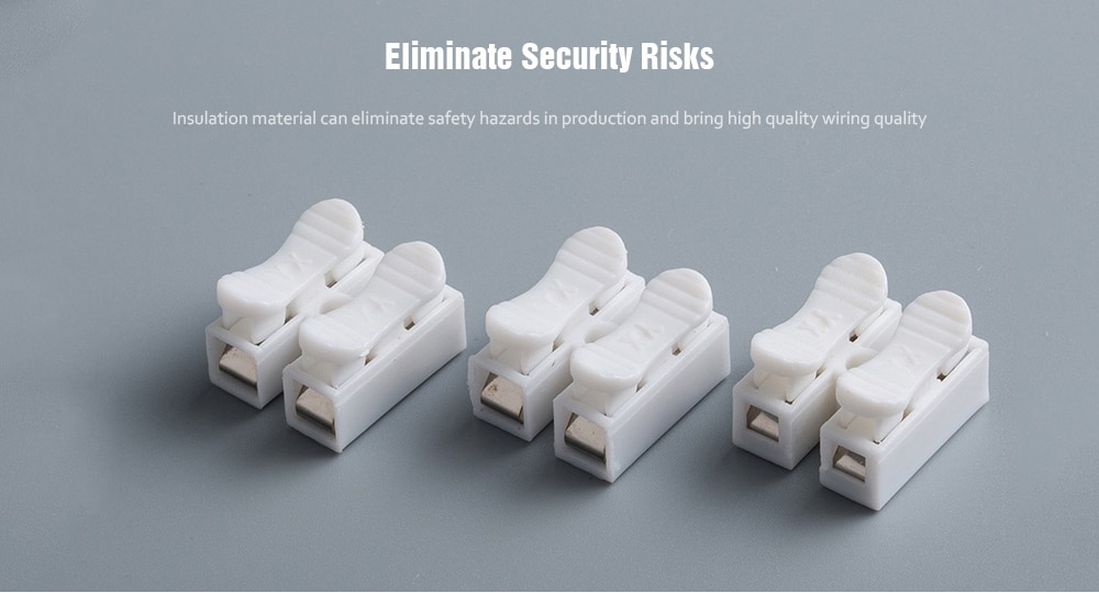 Press Type Fast 2 Bit CH-2 Wire Connectors CH Terminal Fire Retardant Socket 30pcs- White 30pcs