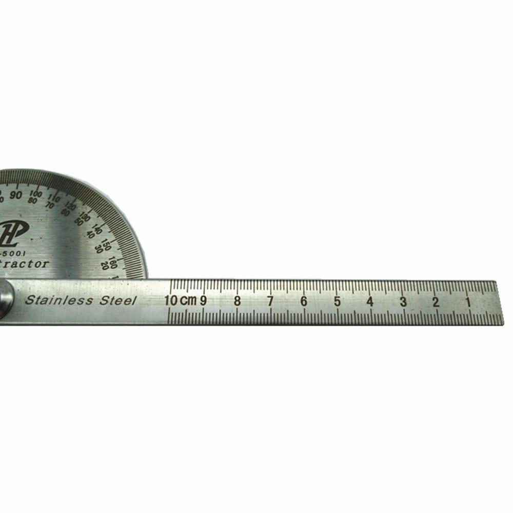 Ruler Protractor Stainless Steel Straighted Ruler and 180 Degree Carpenter 10CM Measuring Angle Meter- Silver