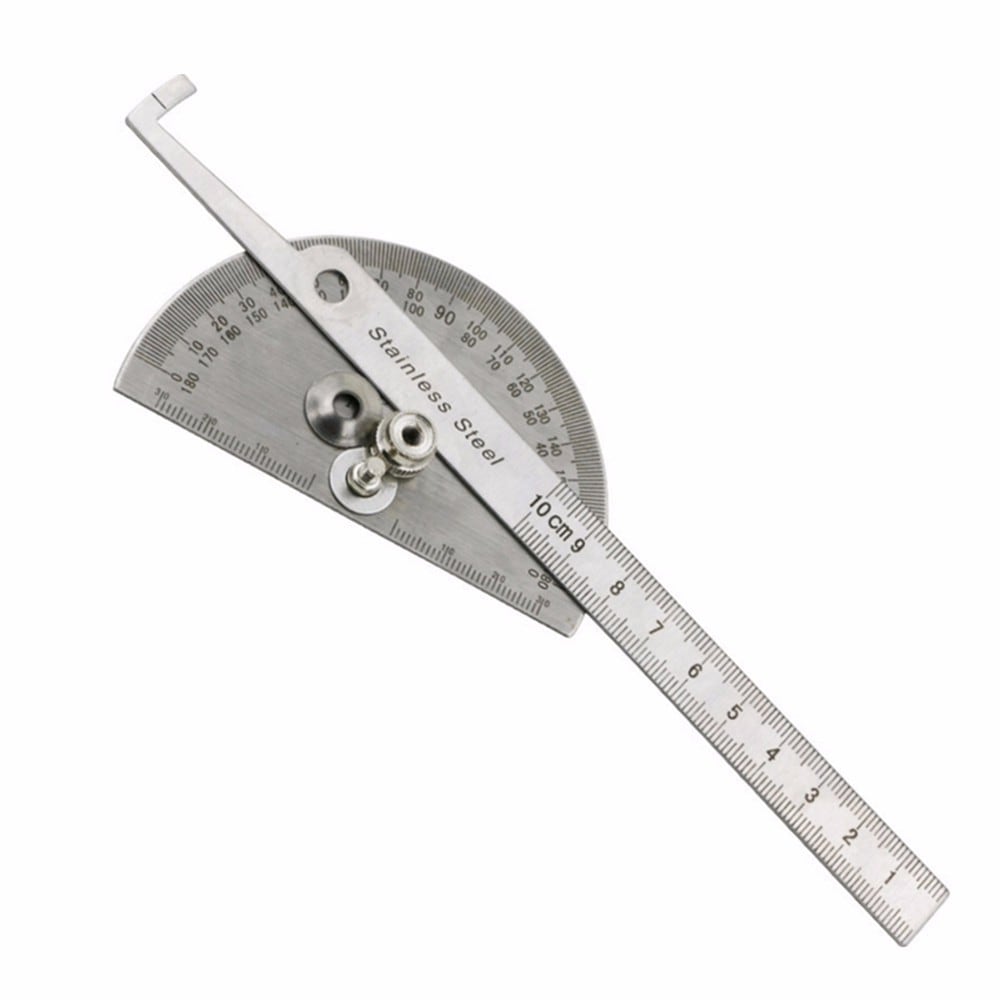 Ruler Protractor Stainless Steel Straighted Ruler and 180 Degree Carpenter 10CM Measuring Angle Meter- Silver