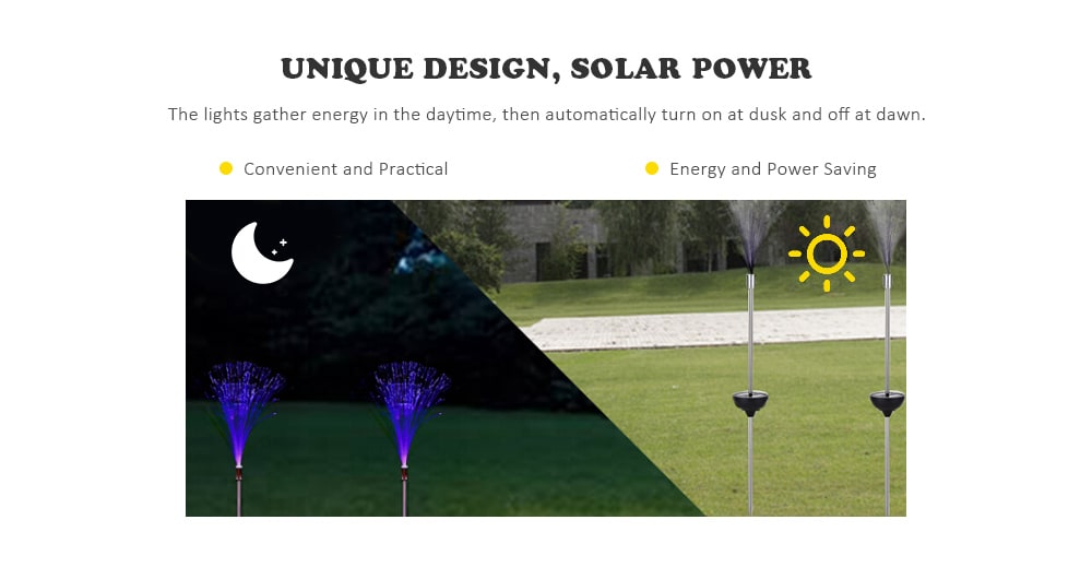 Outdoor Optical Fiber Color Change LED Lawn Garden Solar Light 2pcs- White