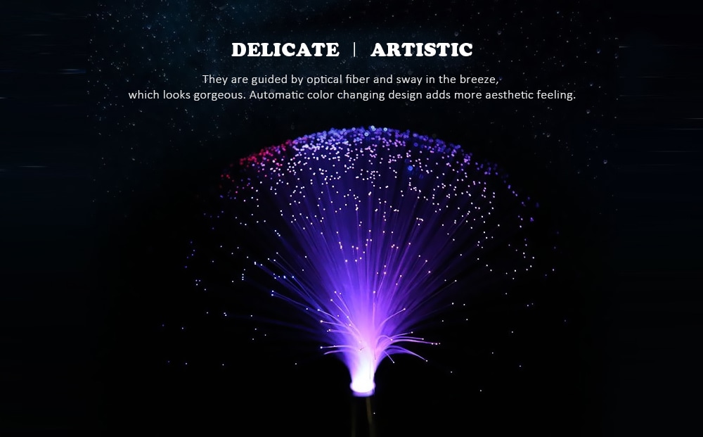 Outdoor Optical Fiber Color Change LED Lawn Garden Solar Light 2pcs- White